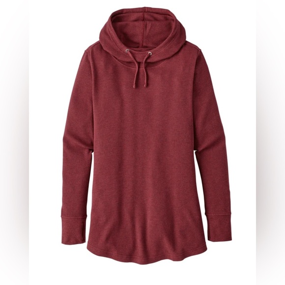 Patagonia Maroon Cowl Neck Hooded Waffle Tunic, Size Small - Picture 1 of 10